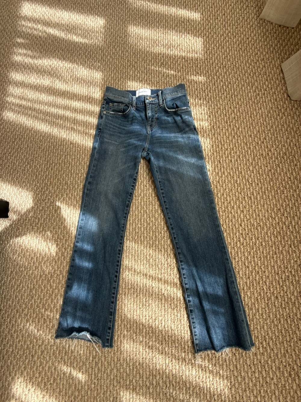 Current/Elliott Cropped Flare Jeans Size 24 Blue Denim Raw Hem